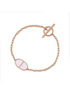 Hermes Bracelet Chaine D'Ancre Verso 18K Pink Gold White Ceramic